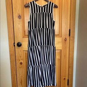 Navy and White Striped Sleeveless Dress